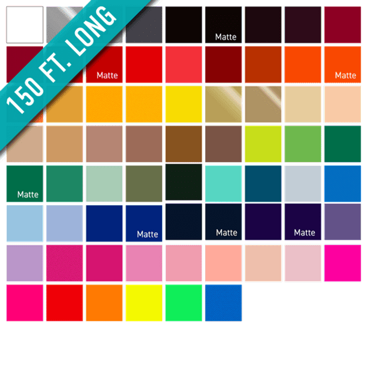 Sample colours for 150 foot Siser heat transfer vinyl sheets