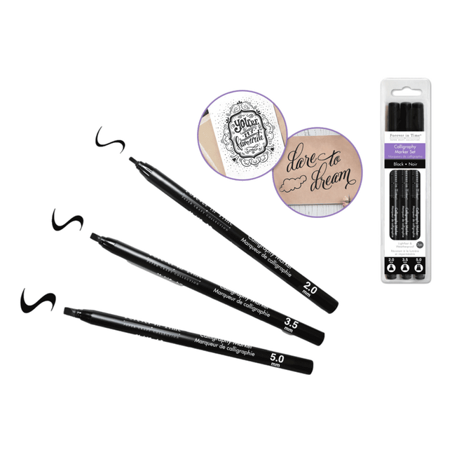 MONT MARTE 2 Nib Calligraphy Set, 8 Piece. Includes 1 Calligraphy Pen, 2  Calligraphy Nibs, 4 Black Ink Cartridges and an Instruction Booklet with