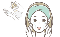 ご使用前に軽く振り、2～3プッシュ程度を手のひらに取ります。顔全体に塗布し、やさしく顔全体を包み込むようになじませます。