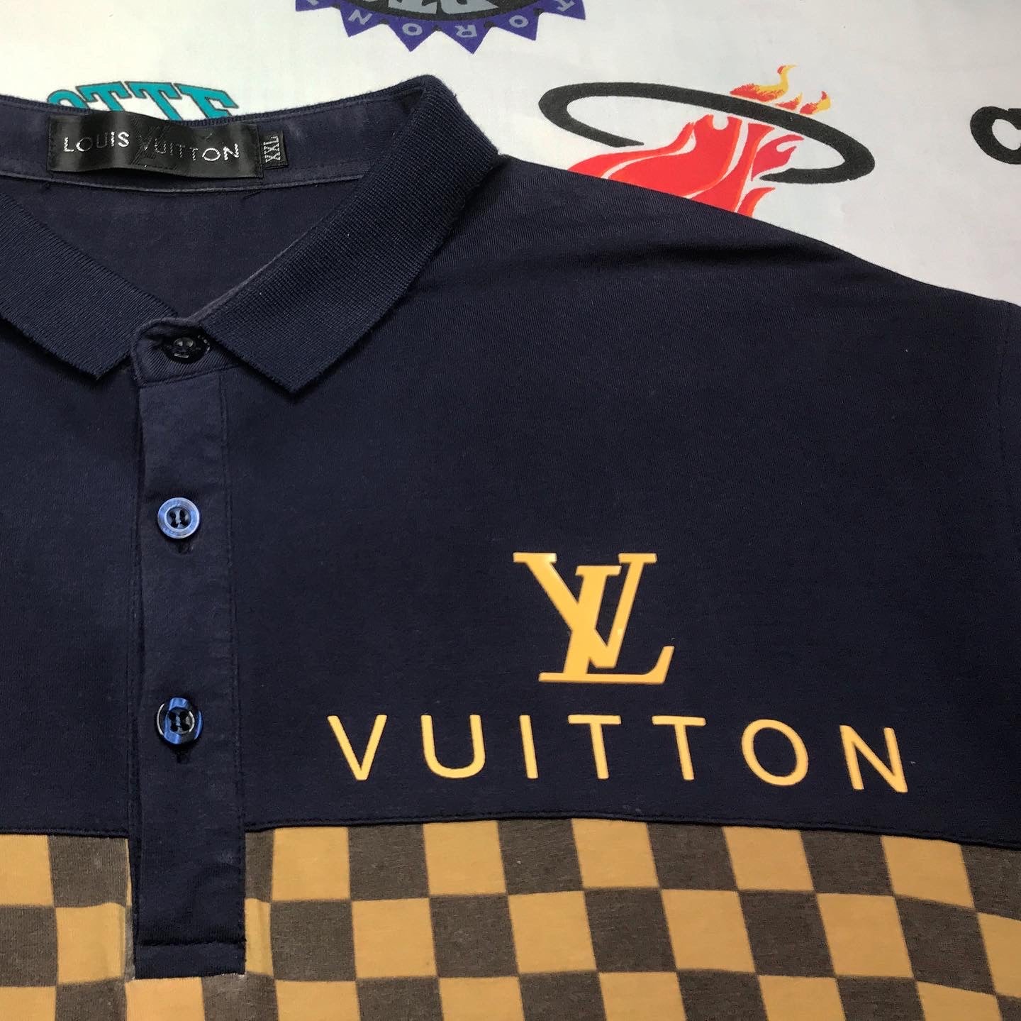 Louis Vuitton Navy Blue Cotton Pique Damier Pattern Polo TShirt L Louis  Vuitton  TLC