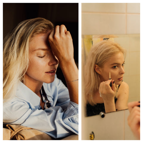 Blonde Woman in Bathroom