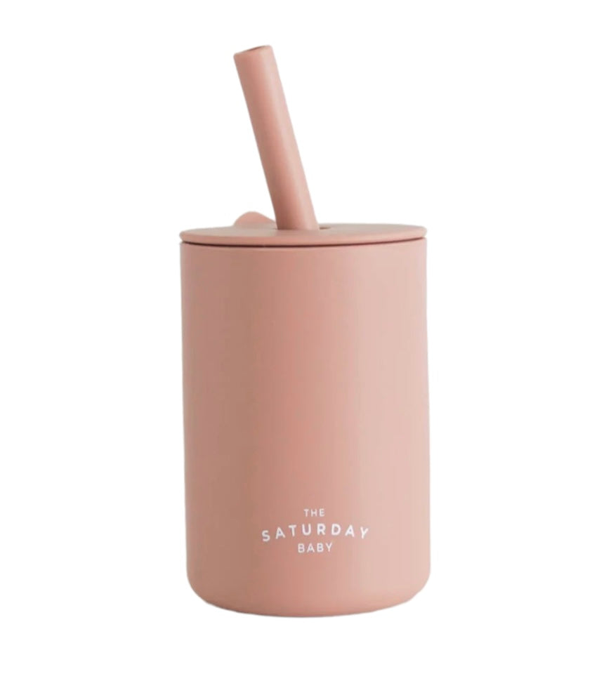 Silicone Straw Cup- Coral
