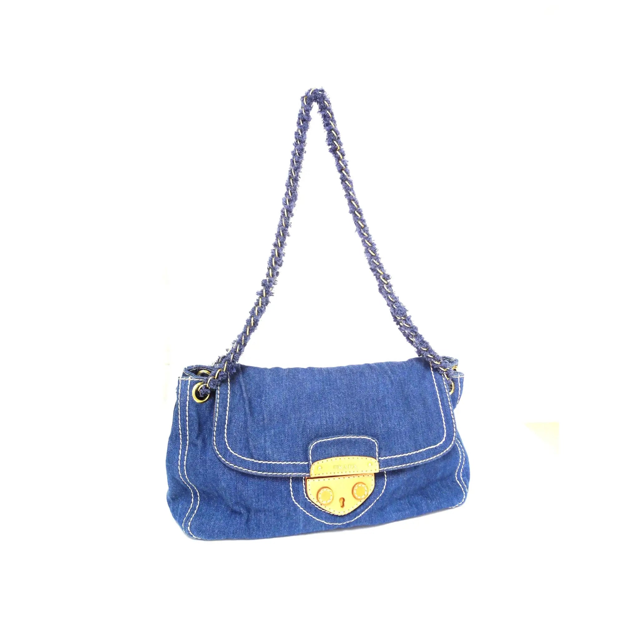 Prada Denim Logo Tote - Blue Totes, Handbags - PRA926642 | The RealReal