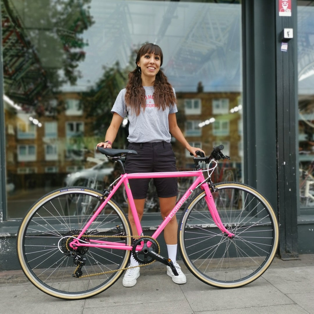 @scoot__ and her custom Condor powder coated to hot-pink