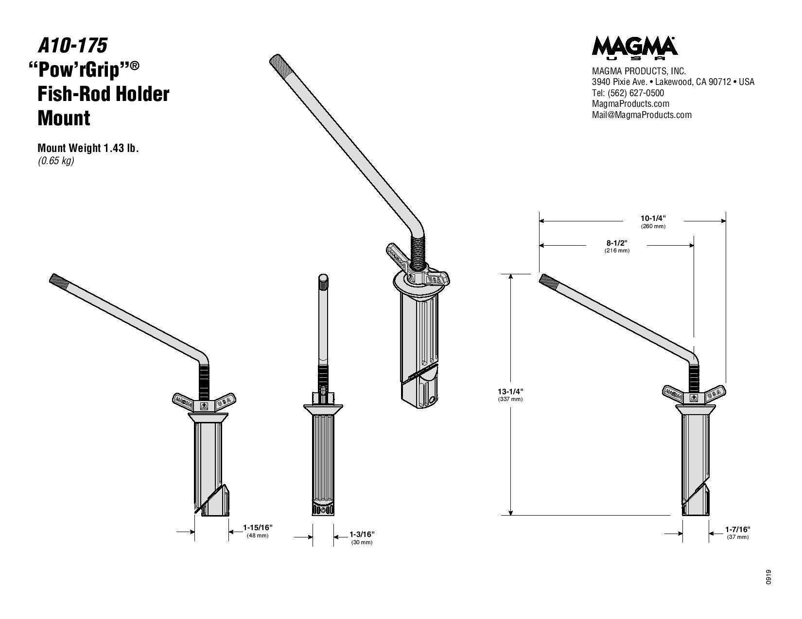 Marine Kettle®Pow'r GripFish Rod Holder Mount – Magma Products