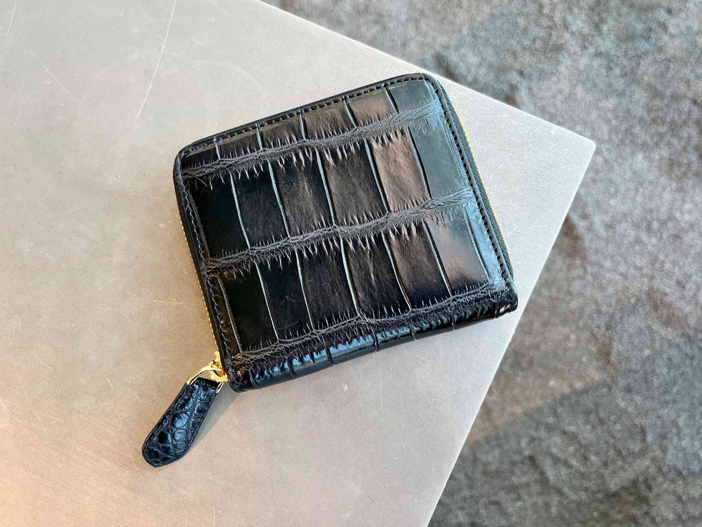 ブラッククロコダイルのジップウォレット｜ミニ財布