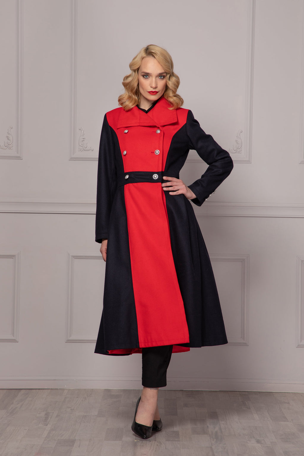 Colourblock A-line Coat Dress