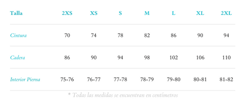 Size guide culotte