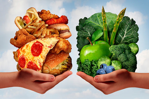 Comida basura vs comida saludable