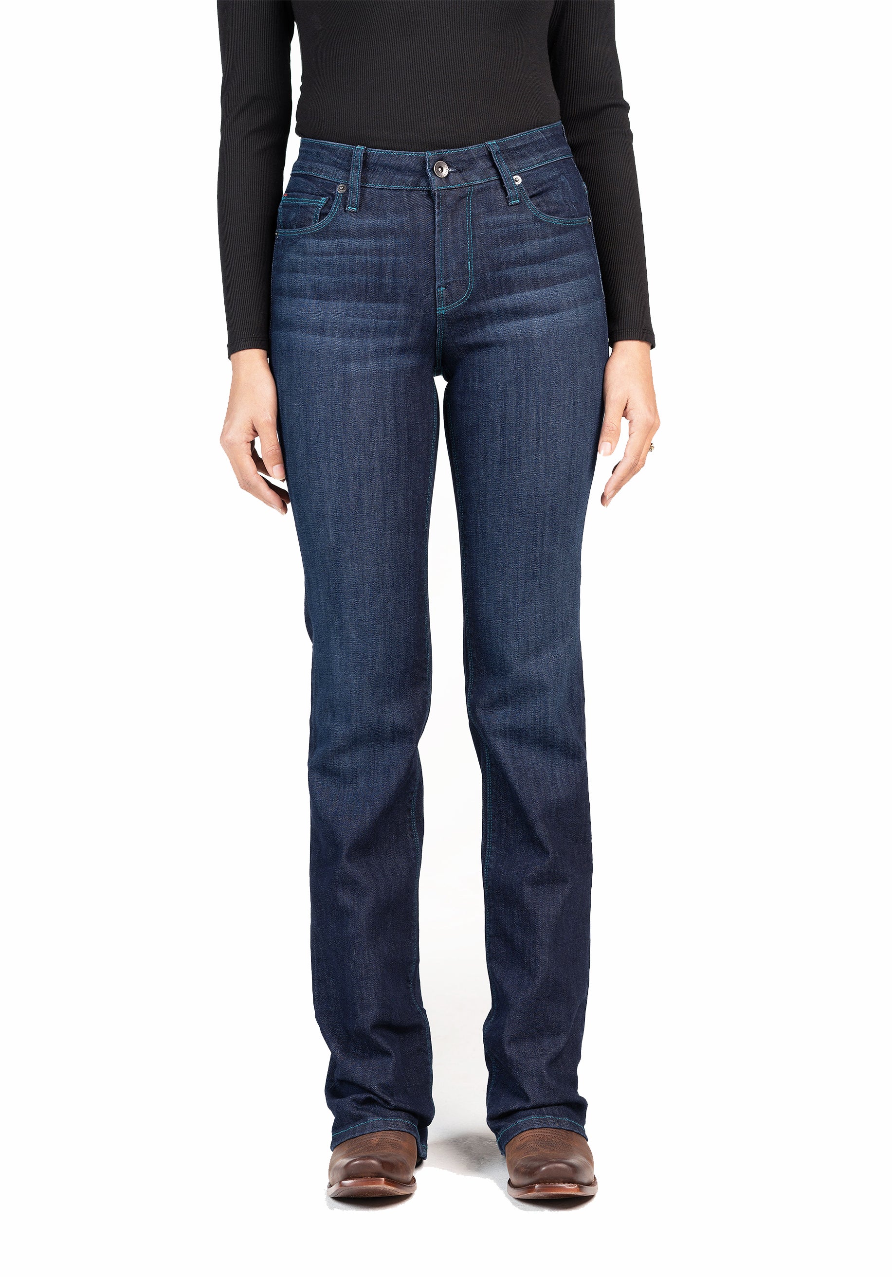 VENICE : Bootcut (Deep Ocean) Teal Stitch – HAALA Denim