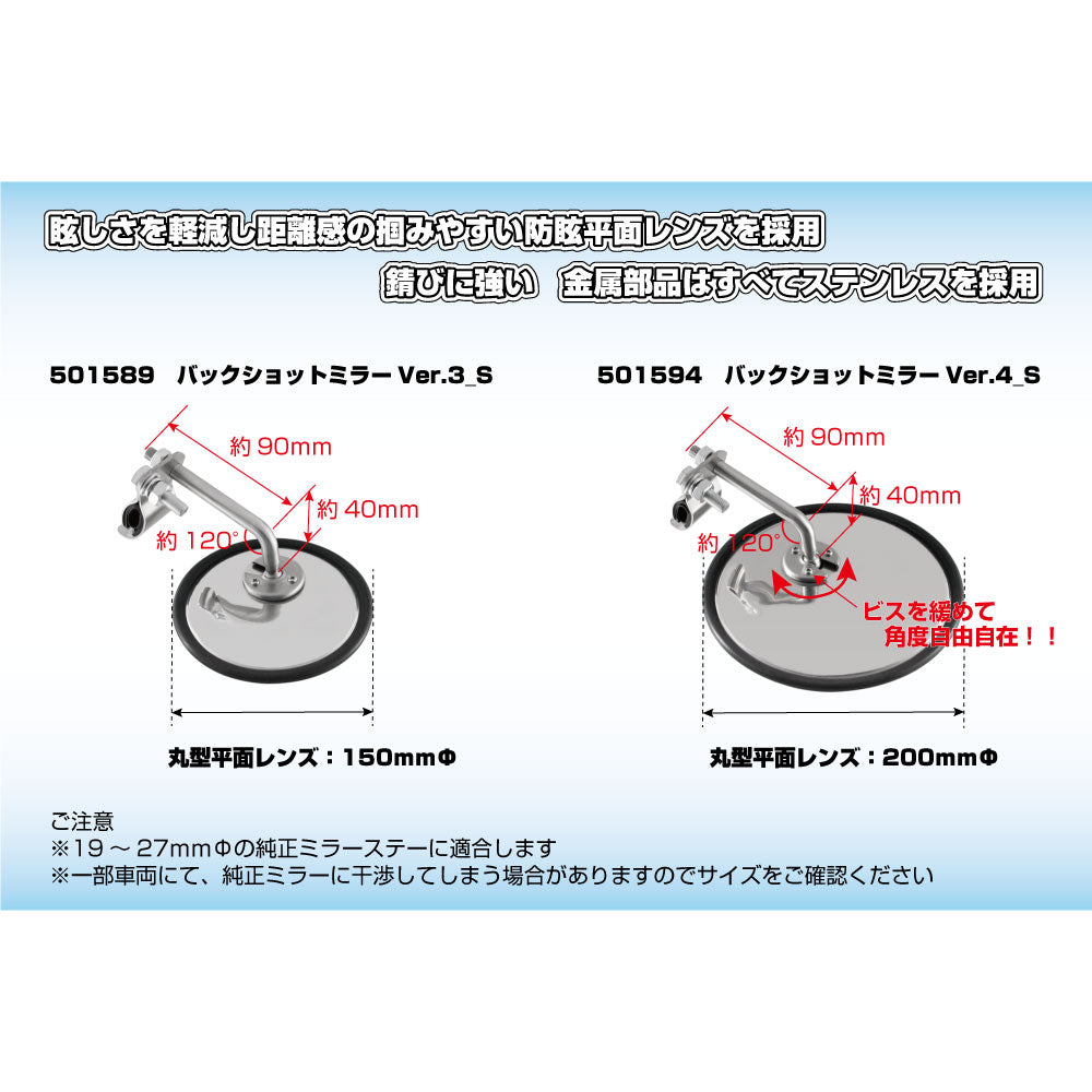 バックショットミラー Ver.3S / Ver.4S 丸型 ジェットイノウエ – トララボ