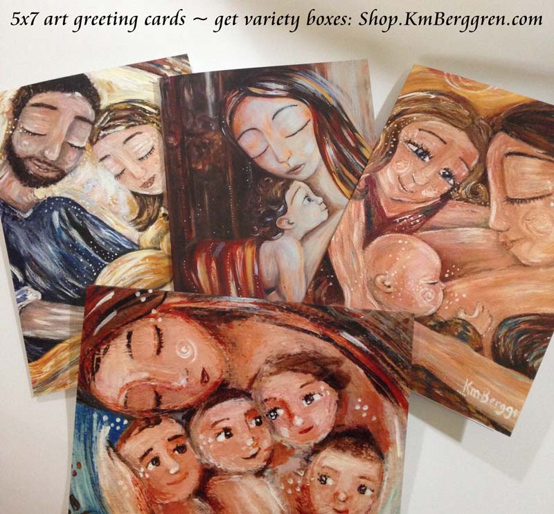 motherhood greeting cards, art cards, stationery sale, paintings on cards, kmberggren art cards, gifts for mom, packs of 10 art gifts, easy to give gifts for women, girlfriend gifts, high quality artwork on cards,