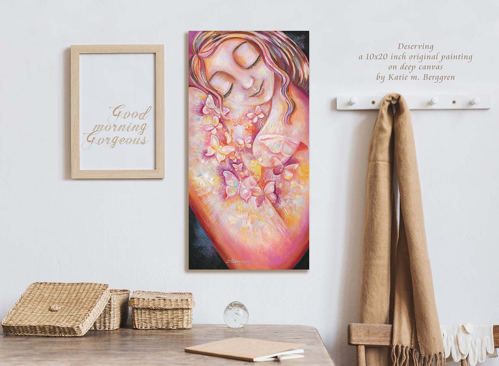 paintins of women, nude woman painting, positivity artwork, hopeful artwork for women, paintings for mom, paintings of women, mothers day gift for mom, powerful woman art, confident woman art, paintings of skin, butterfly painting, butterfly and woman painting, warm art