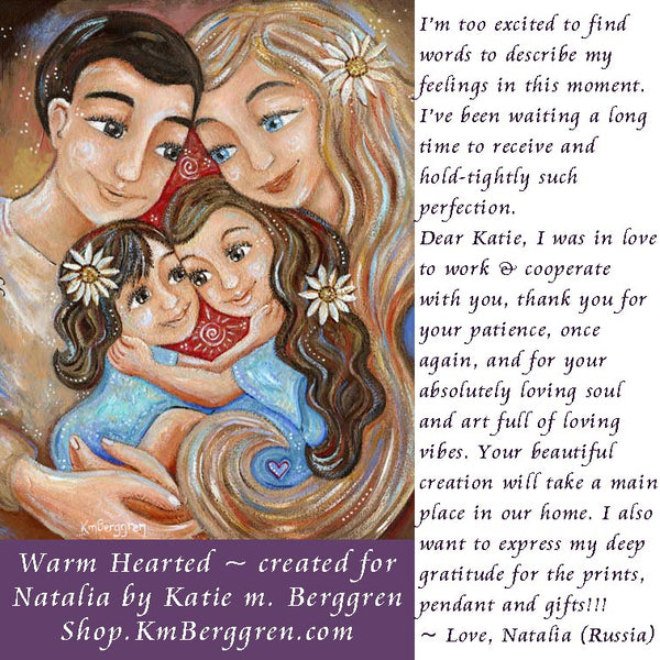 kmberggren reviews, customized painting of mother and children with father, paintings for mom