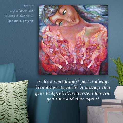 paintings of women, painting of sunshine, painting inspired by seneca, art inspired by stoicism, butterfly painting, kmberggren, kim berggren,