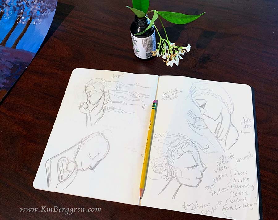 kmberggren, kmberggren, profiles of women art, paintings of women profiles, woman profile drawing