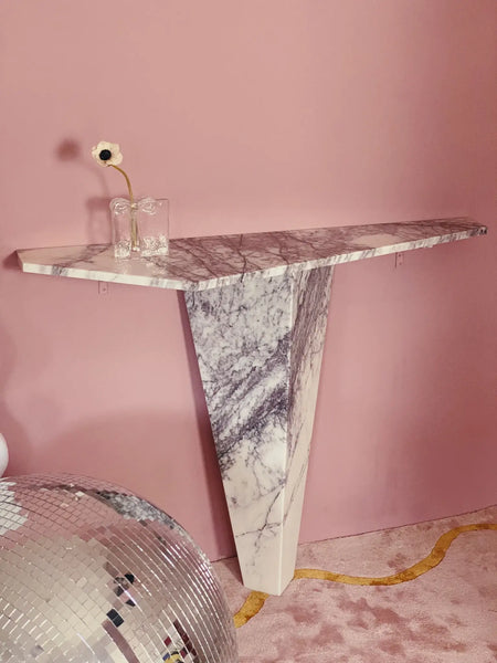 Pink marble sales console table
