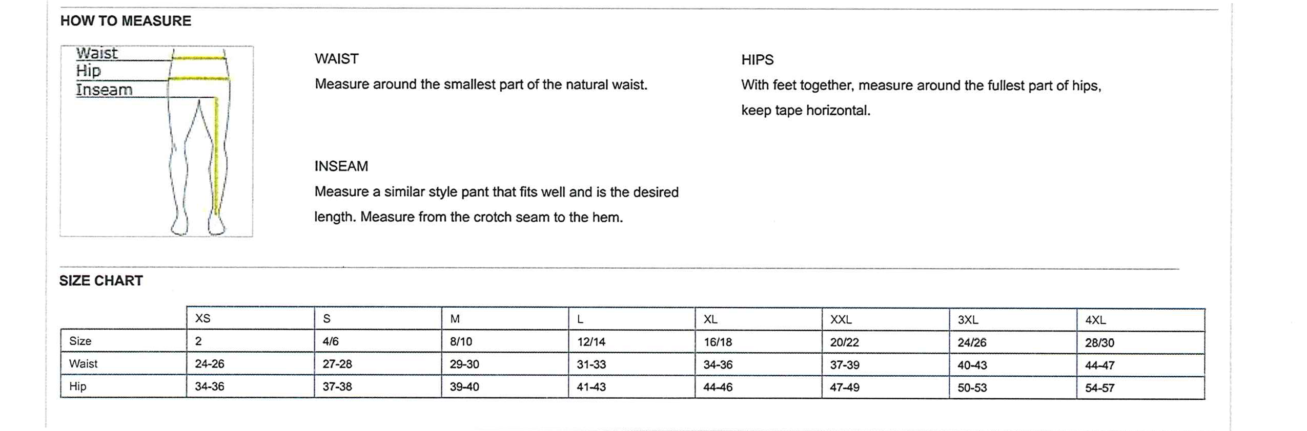 Women's Size Chart – B2EDi