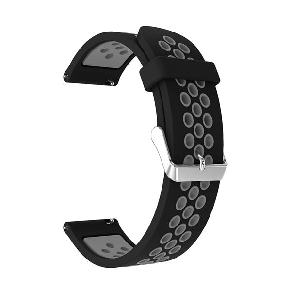 Black/Grey Silicone Sports® Strap | For 22mm Huawei & Amazfit Smartwat ...