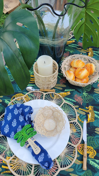 Vibrant Flower Placemat - Embrace the Colors of the Tropics with Our Handwoven Table Decor