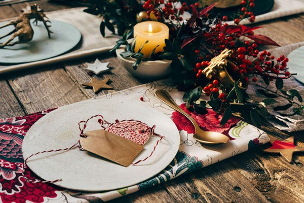 Christmas Table Setting with Candle