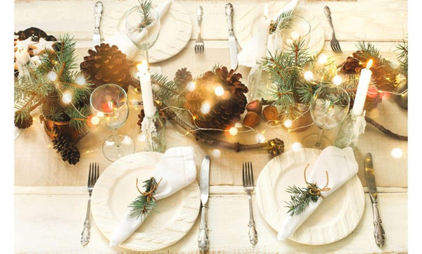 Christmas Table Settings with Twinkling Lights
