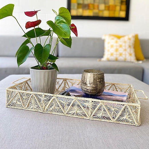 Handwoven Iraca Palm Pyramid Tray