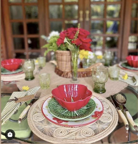 Layered Spring Table Settings with Woven Placemats