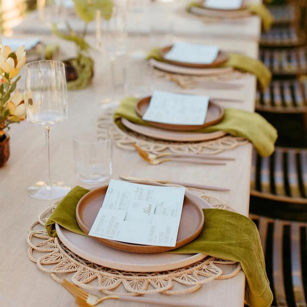 Jewel-Toned Splendor Table Settings with Woven Placemats