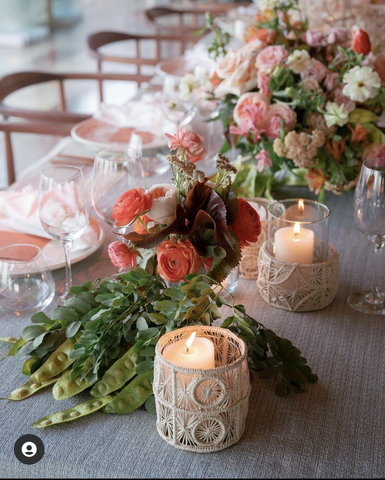 Greenery Centerpiece with woven candle holders