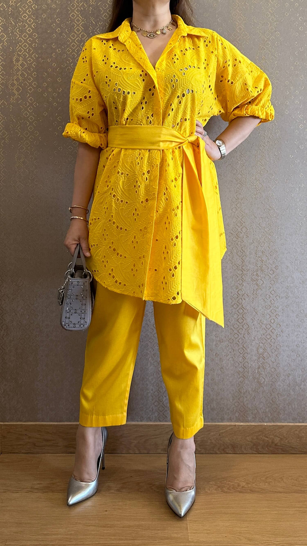 Lemony Yellow Hand Embroidered Angel Co-ord set – Kylee