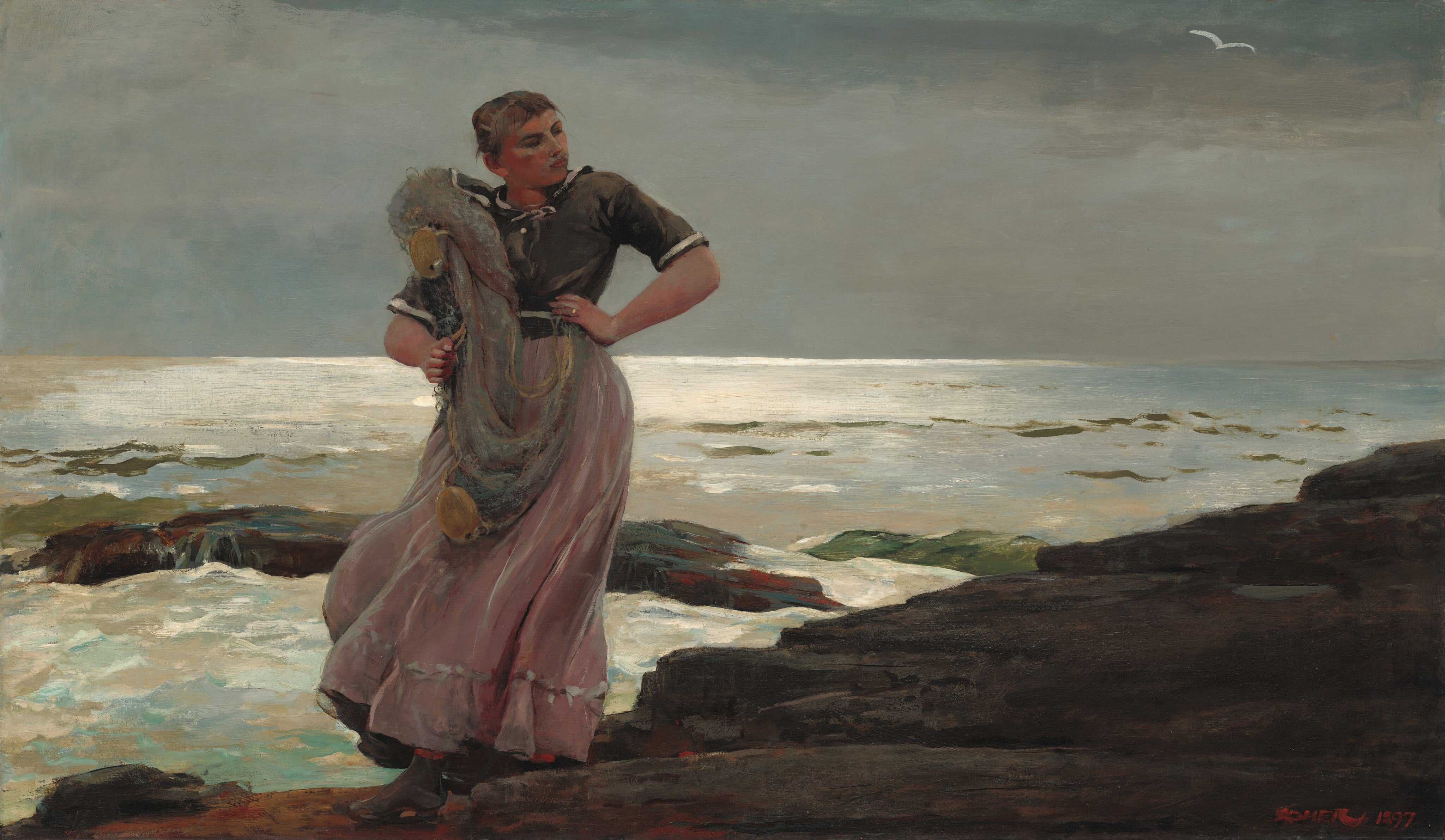 A Light on the Sea by Winslow Homer circa 1987