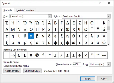 How to switch to Symbol font for fast typing of Greek alphabet
