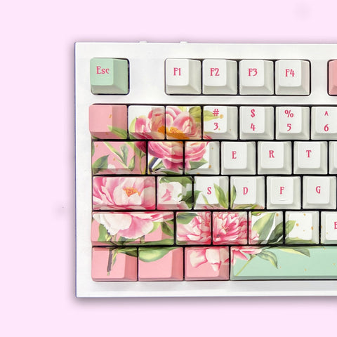 anime keycaps flower keycaps peony floral keycaps