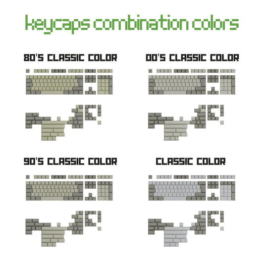 155 Keys, Belgian Layout AZERTY Classic Vintage Keycaps Set Retro Keycaps 