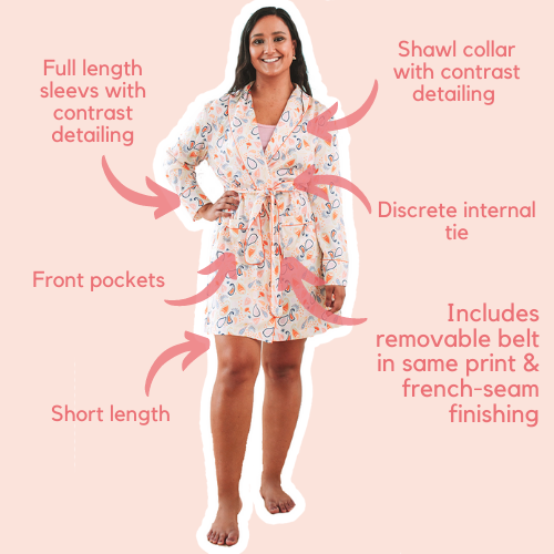 Robes with belts and discrete pockets in Pastel prints