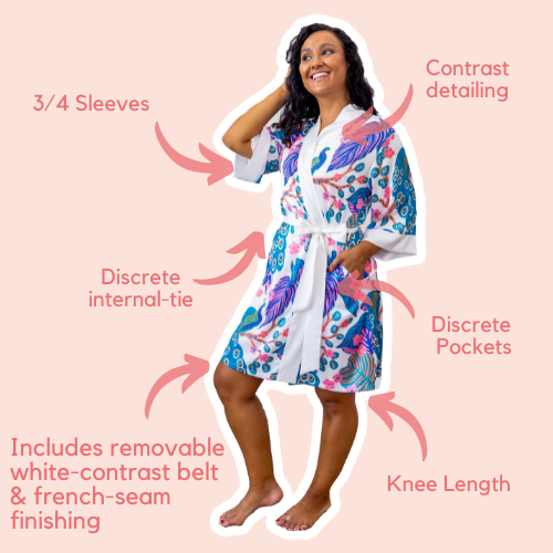 Robes with functionality and discrete pockets