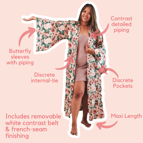 Robes with butterfly sleeves and maxi styles