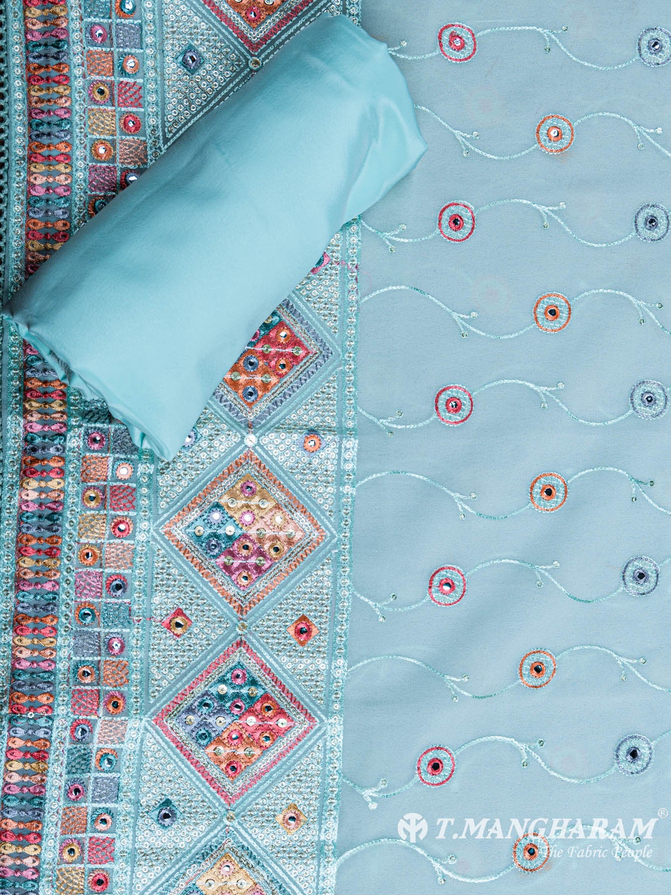 Light Blue Georgette Chudidhar Fabric Set - EG1243 view-3