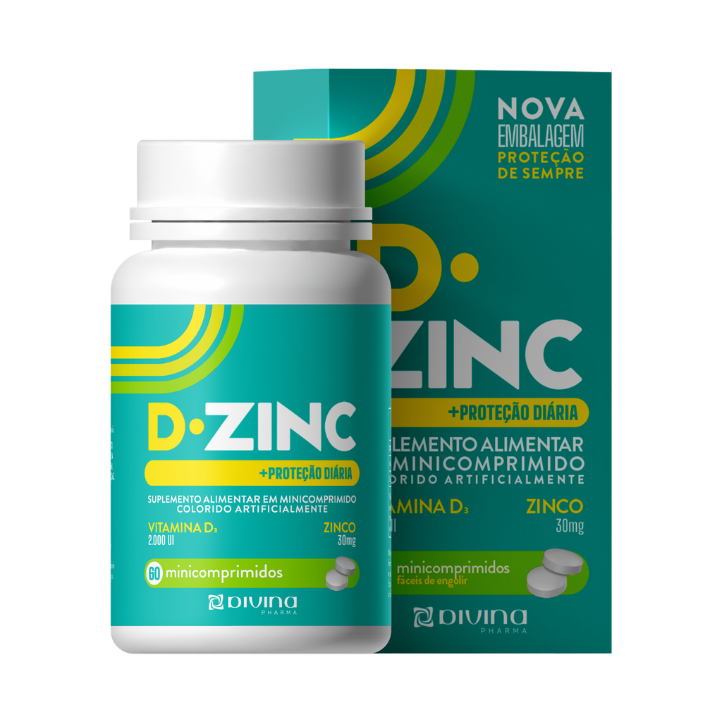 D Zinc Vitamina D 2000ui Zinco 30mg Com 60 Cápsulas 6461