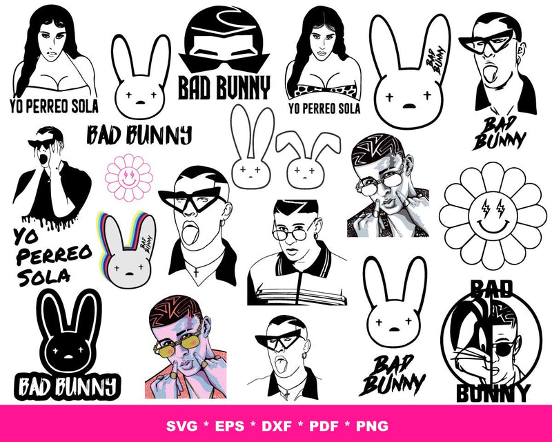 Download Stickers File For Cut Dxf Png Bad Bunny Svg Silhouette Bad Bunny Logo Svg Bunny Bundle Svg Cricut Bad Bunny Svg Stickers Labels Tags