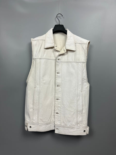 DRKSHDW Boxy White Waxed Denim Vest – 