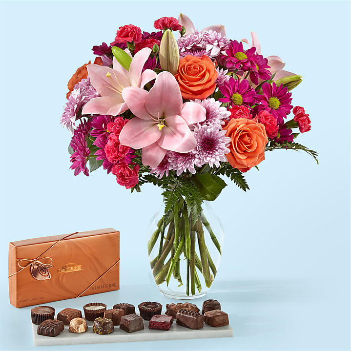 product image for Light of My Life Bouquet and Chocolate Bundle