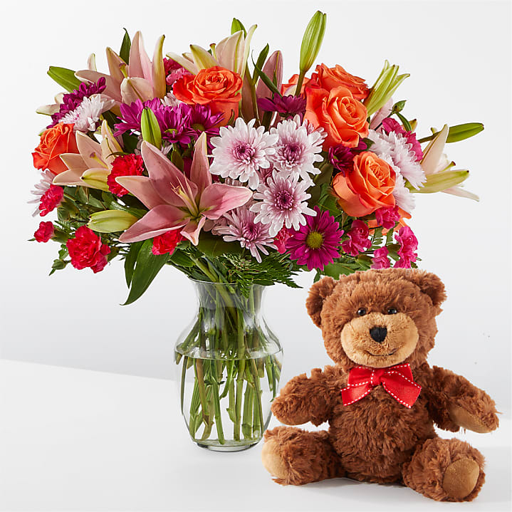 Get Well Soon Bouquet of Flowers Teddy Bear