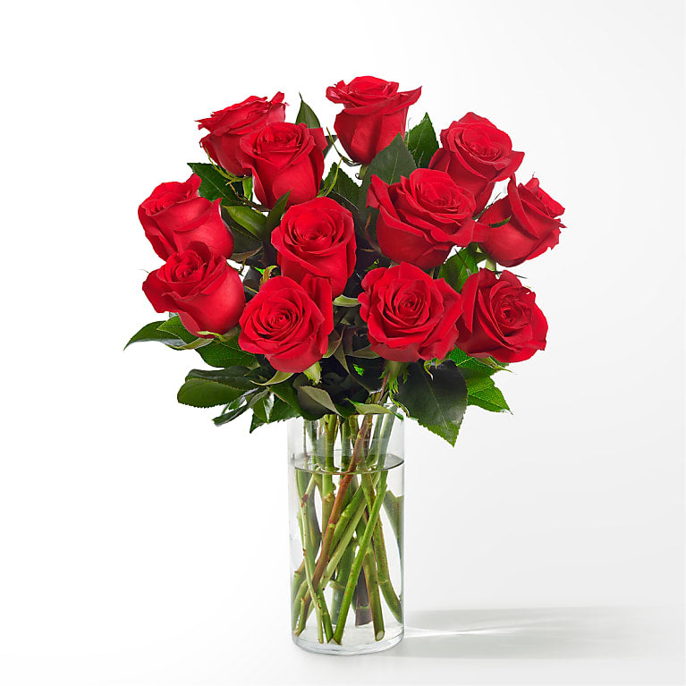 Classic Romance Valentine's Day Rose Bouquet - 6 Stems - VASE INCLUDED