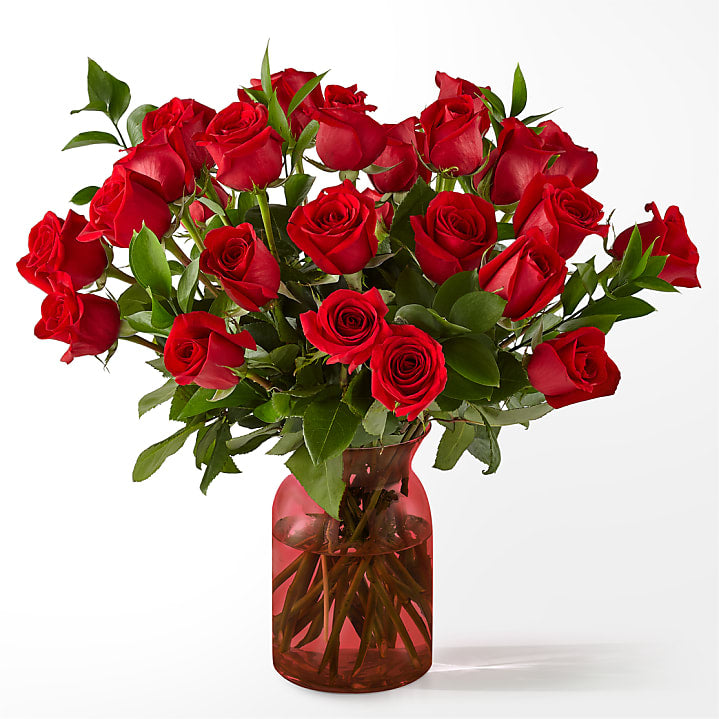 product image for Red Rose Bouquet with Red Vase