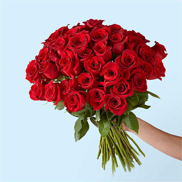 Fifty Long Stem Red Roses with Vase