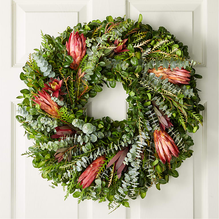 Fresh Safari Sunset and Pink Protea Wreath