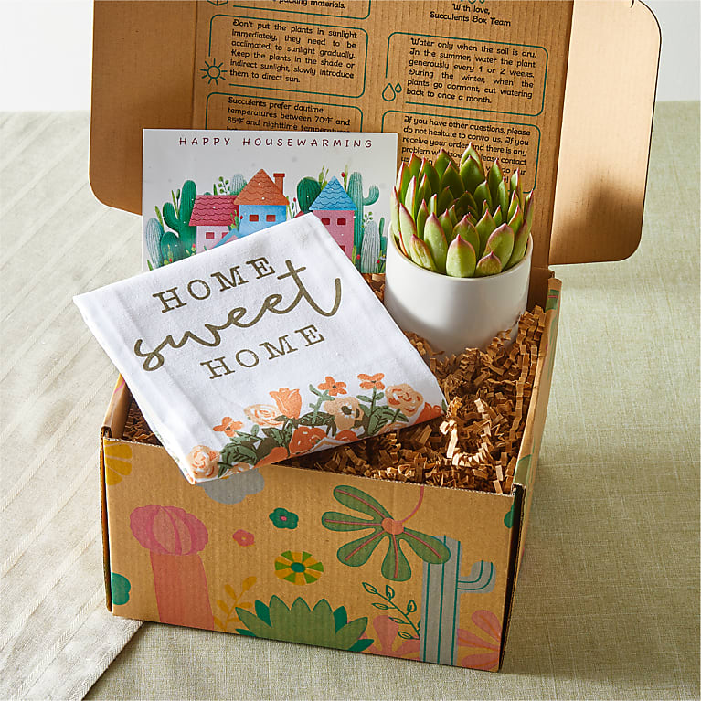 New Home Gift | Homeowners Gift Box | Real Estate Housewarming Gift Box |  with Succulent, Candle, Raw Honey, Handmade Soap, Flower Seeds