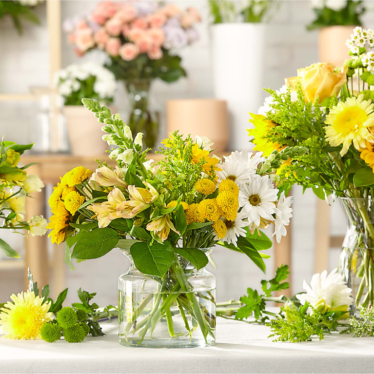 Artificial Flowers in a Vase Arrangement: Wildflowers and Pink Daisies